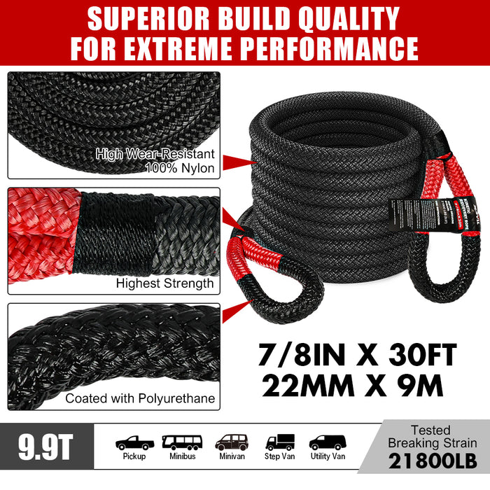 X-BULL Recovery Kit 4X4 Off-Road Kinetic Rope Snatch Strap Winch Damper 4WD13PCS