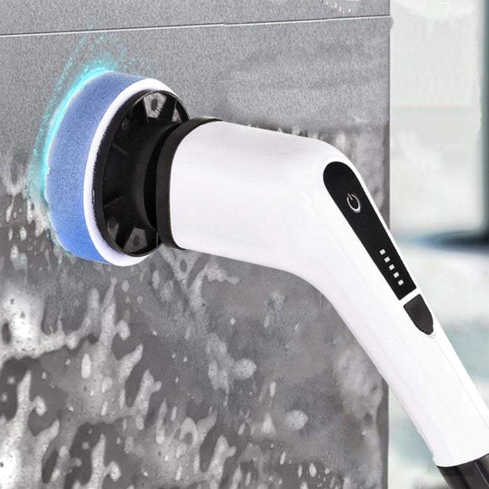 Cordless Electric Spin Scrubber with 7 Replaceable Brush Heads (White)