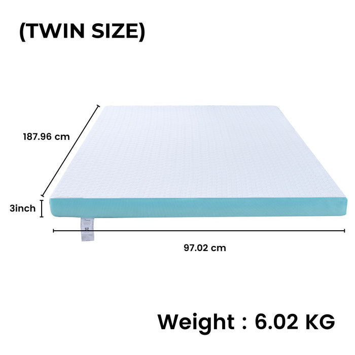 Dual Layer Mattress Topper 3 inch with Gel Infused (Twin) GO-MTP-104