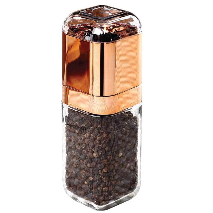 Salt and Pepper Grinder - 180ml Glass Design + Rose Gold Bottle Manual Hand Mill