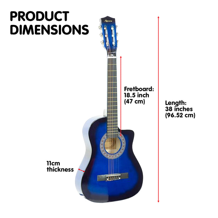 38in Cutaway Acoustic Guitar with guitar bag - Blue Burst