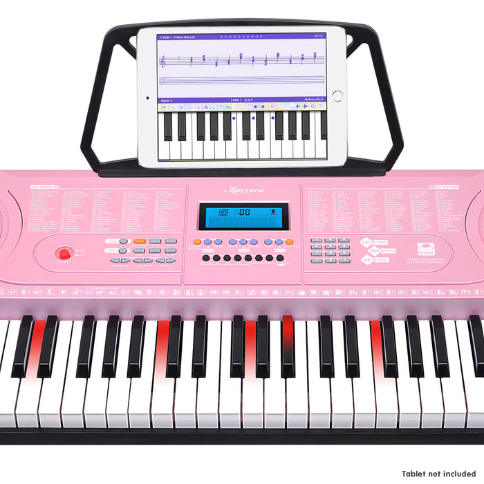 61 Keys Electronic LED Piano Keyboard with Stand - Pink