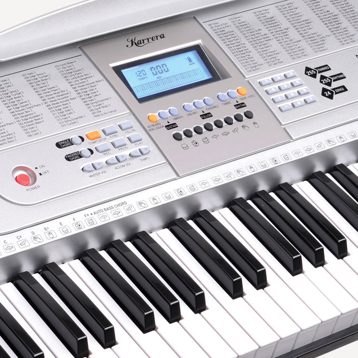61 Keys Electronic LED Keyboard Piano with Stand - Silver