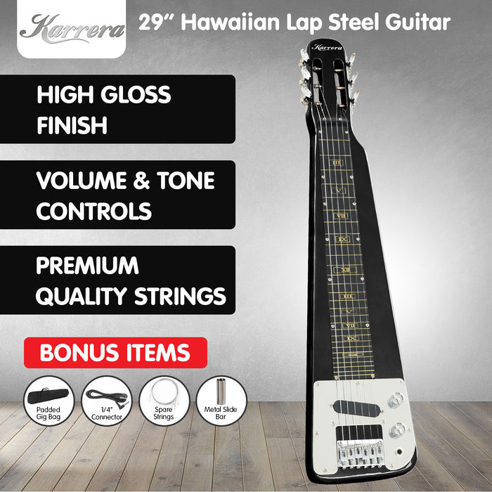 29in 6-String Lap Steel Hawaiian Guitar - Black