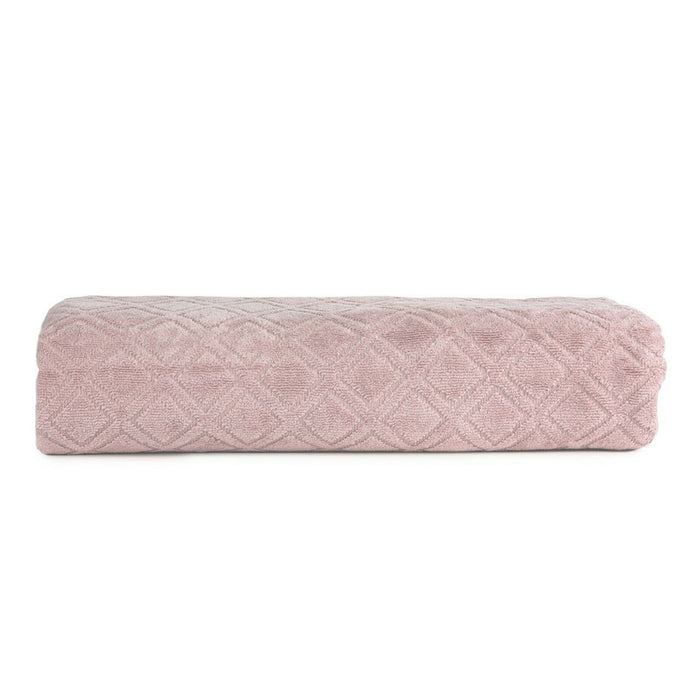Diamond Design Jacquard Bath Towel - Pink
