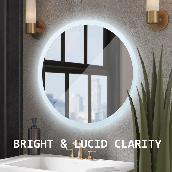 LED Wall Mirror Round Touch Anti-Fog Makeup Decor Bathroom Vanity 50cm