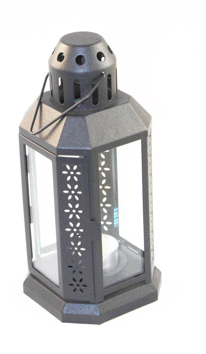 5 Pack of Dark Grey Metal Miners Lantern Summer Wedding Home Party Room Balconey Deck Decoration 21cm Tealight Candle