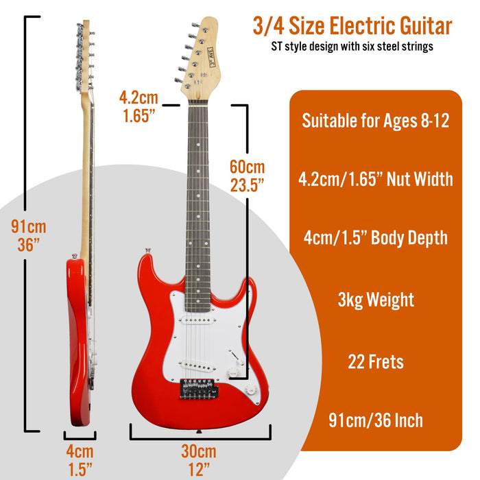 3/4 Size Electric Guitar - Red