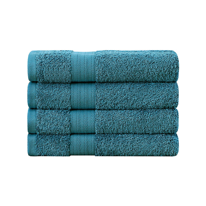 4 Piece Cotton Hand Towels Set - Blue