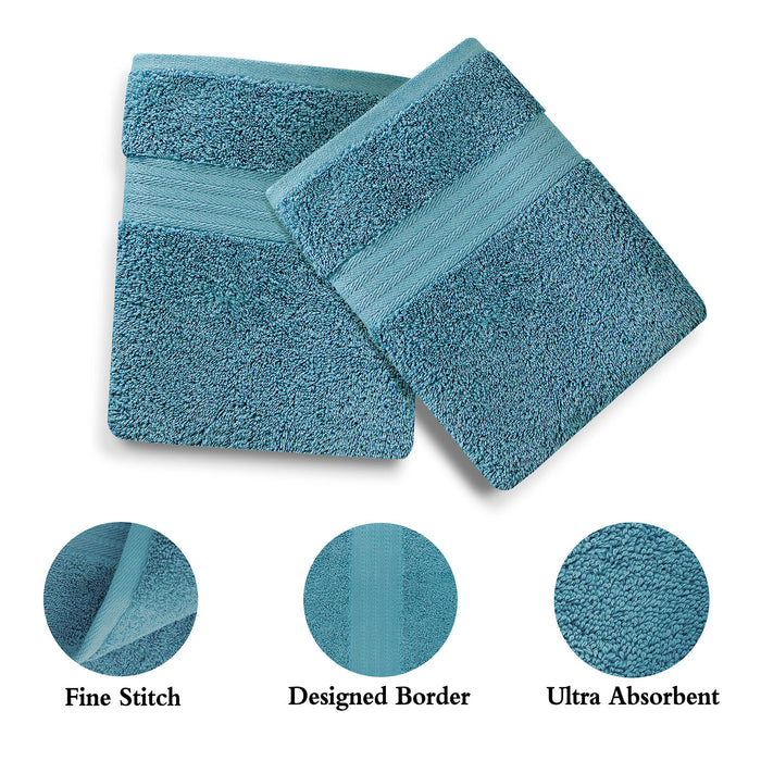 4 Piece Cotton Hand Towels Set - Blue