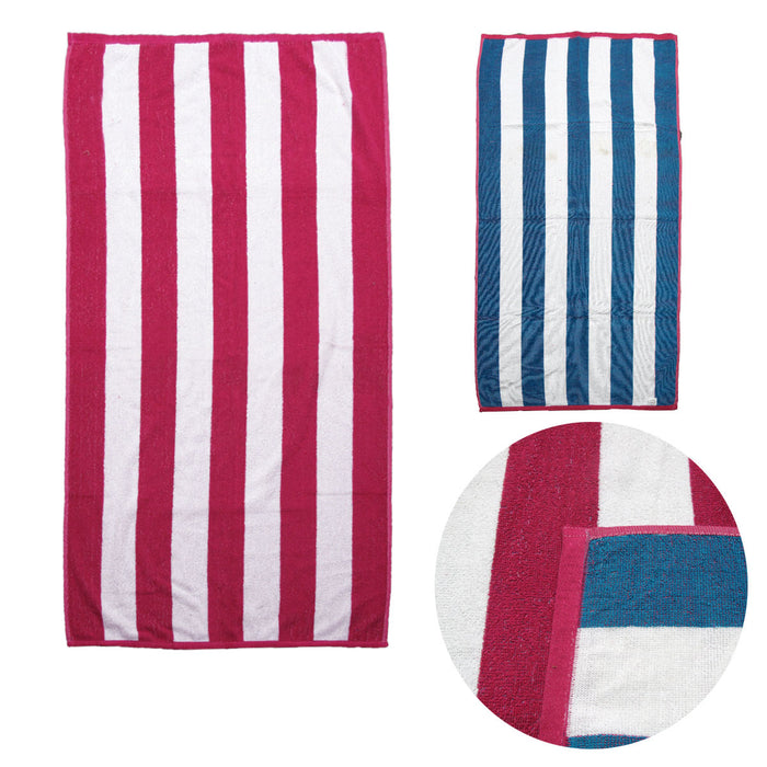 Set of 2 Reversible Cabana Striped Towels - Hot Pink/Blue