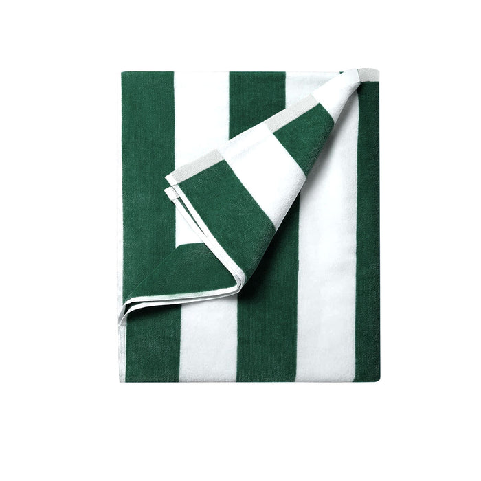 Cabana Stripe Cotton Polyester Beach Towel - Dark Green