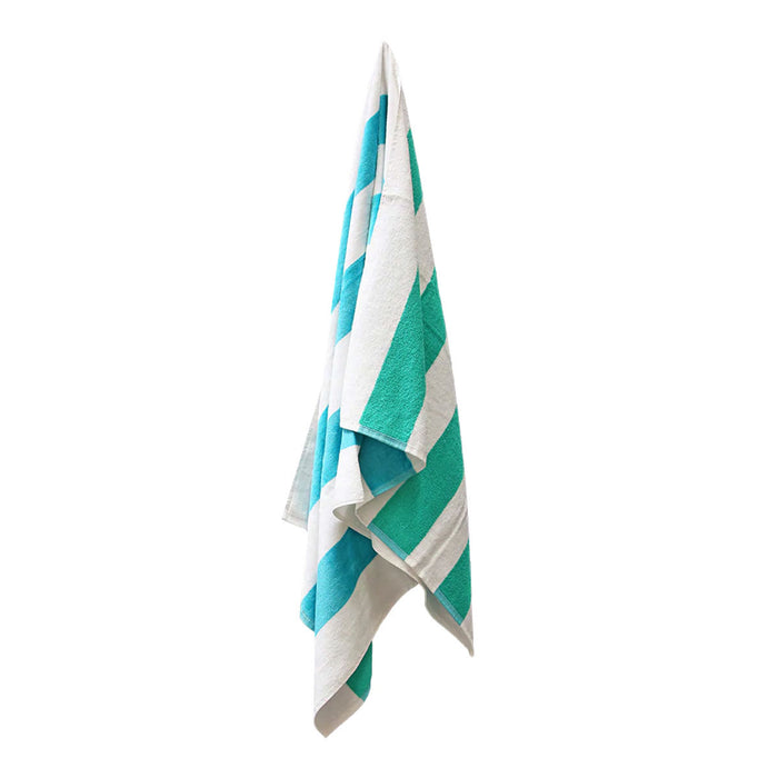 Premium Cotton Reversible Striped Beach Towel - Aqua Teal