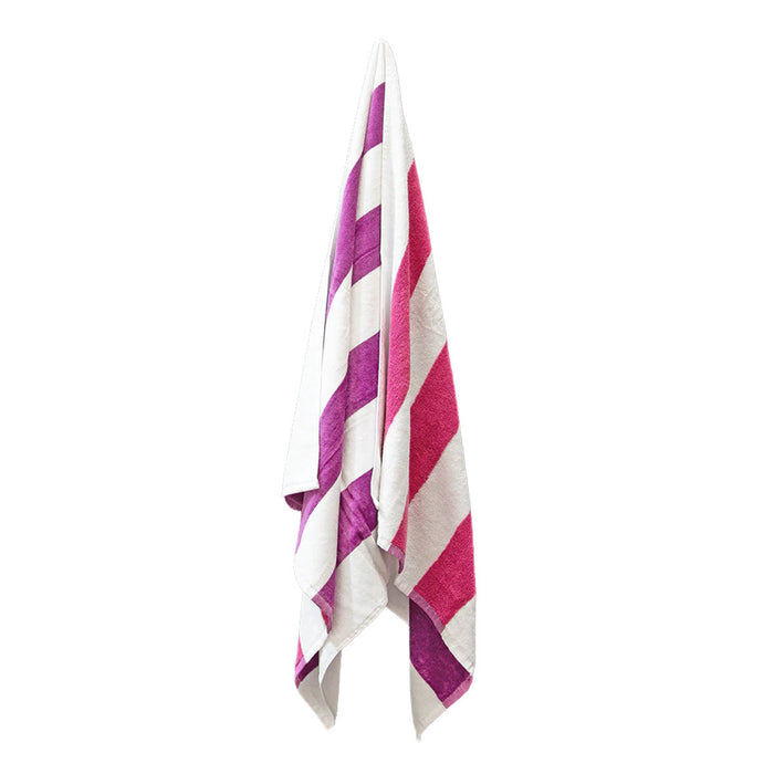 Premium Cotton Reversible Striped Beach Towel - Pink Purple