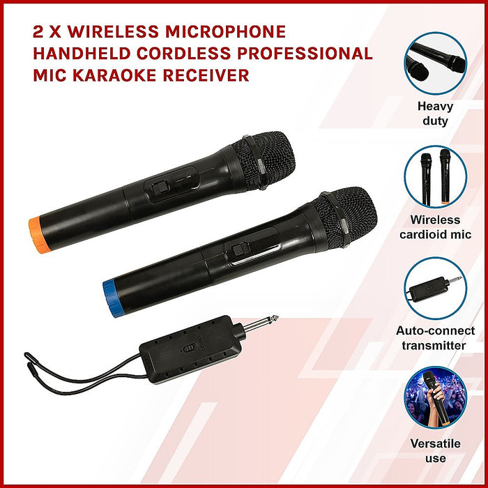 2 x Wireless Microphone Handheld Cordless